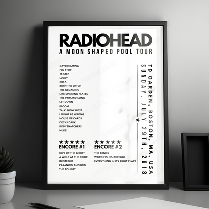 Radiohead Setlist Poster - TD Garden, Boston, USA - July 29th, 2018