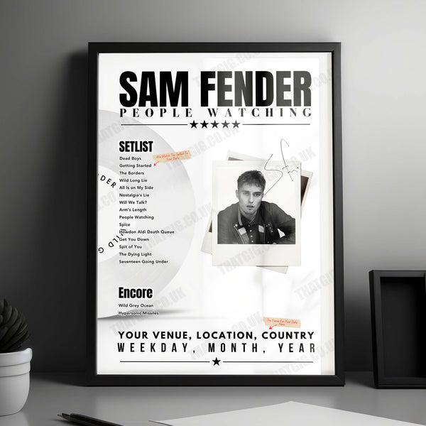 Sam Fender Setlist Poster - Reading Festival, England - August 25th, 2023