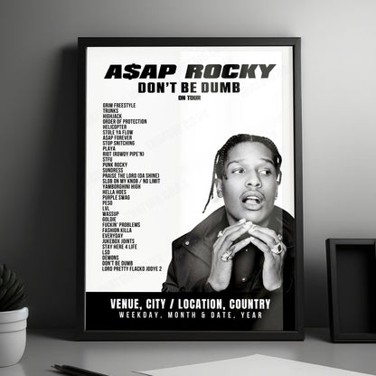 A$AP Rocky Setlist Poster - Scotiabank Saddledome, Unknown City - July 4th, 2026