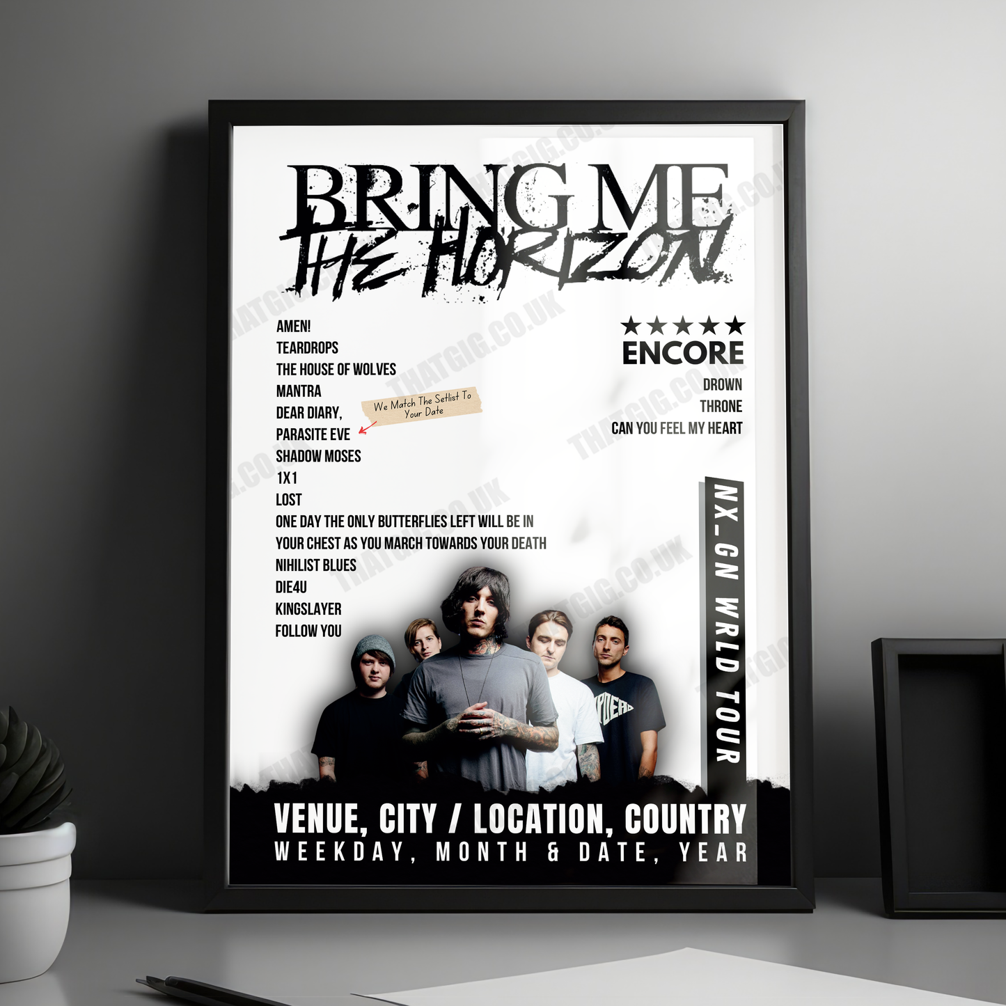 Bring Me the Horizon Setlist Poster - AO Arena, Manchester, England - January 13th, 2024