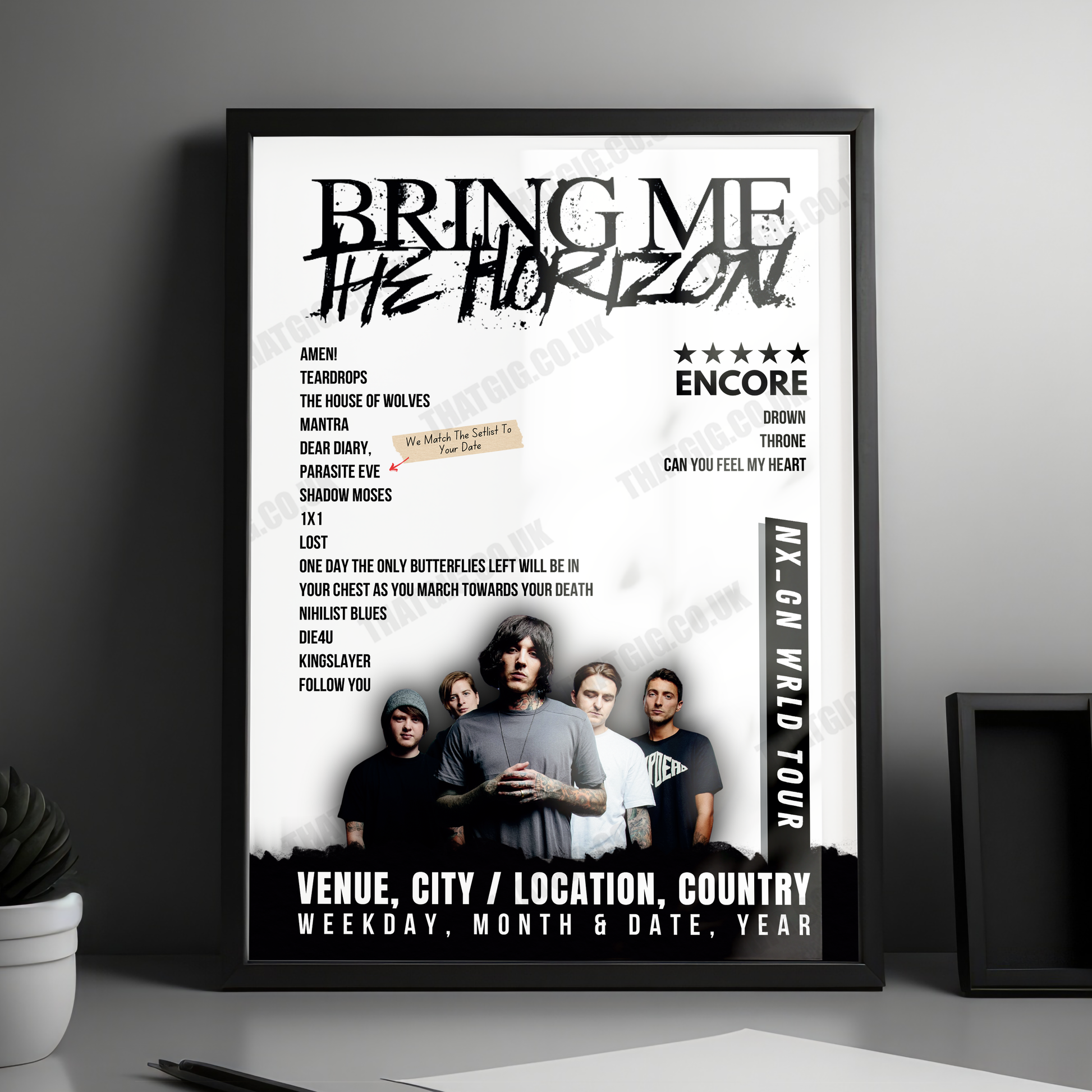 Bring Me the Horizon Setlist Poster - AO Arena, Manchester, England - January 13th, 2024