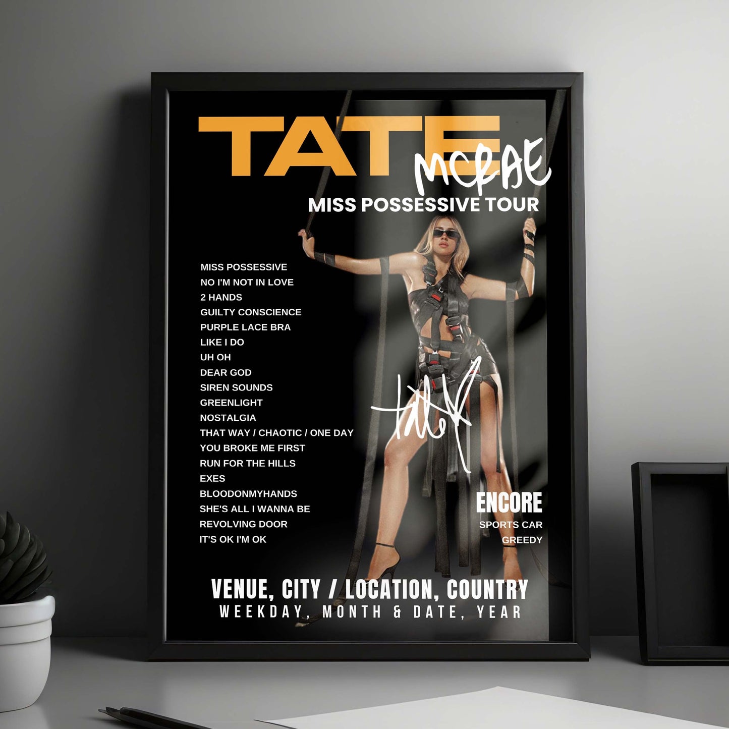 Tate McRae Setlist Poster - Utilita Arena Birmingham, Birmingham - May 19th, 2025