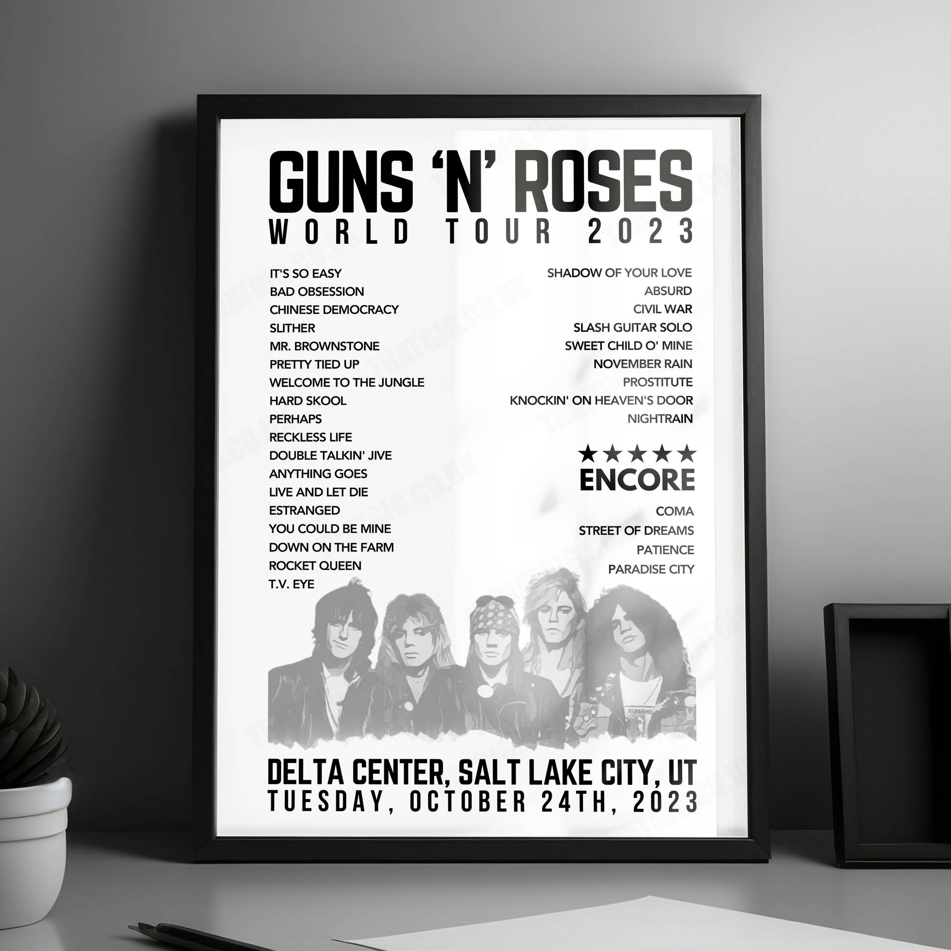 Guns N’ Roses Setlist Poster - Delta Center, Salt Lake City - October 24th, 2023