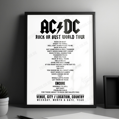AC/DC Setlist Poster - Nationwide Arena, Columbus - September 4th, 2016