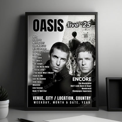 Oasis Setlist Poster - Heaton Park, Manchester - July 19th, 2025