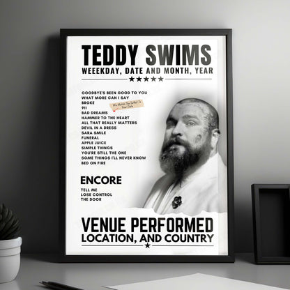 Teddy Swims Setlist Poster - The Podium, Mandaluyong - July 24th, 2024