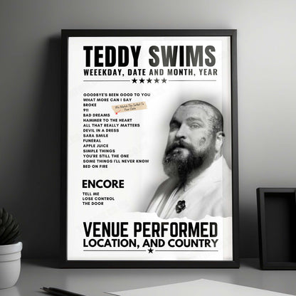 Teddy Swims Setlist Poster - Eventim Apollo, London - November 11th, 2024