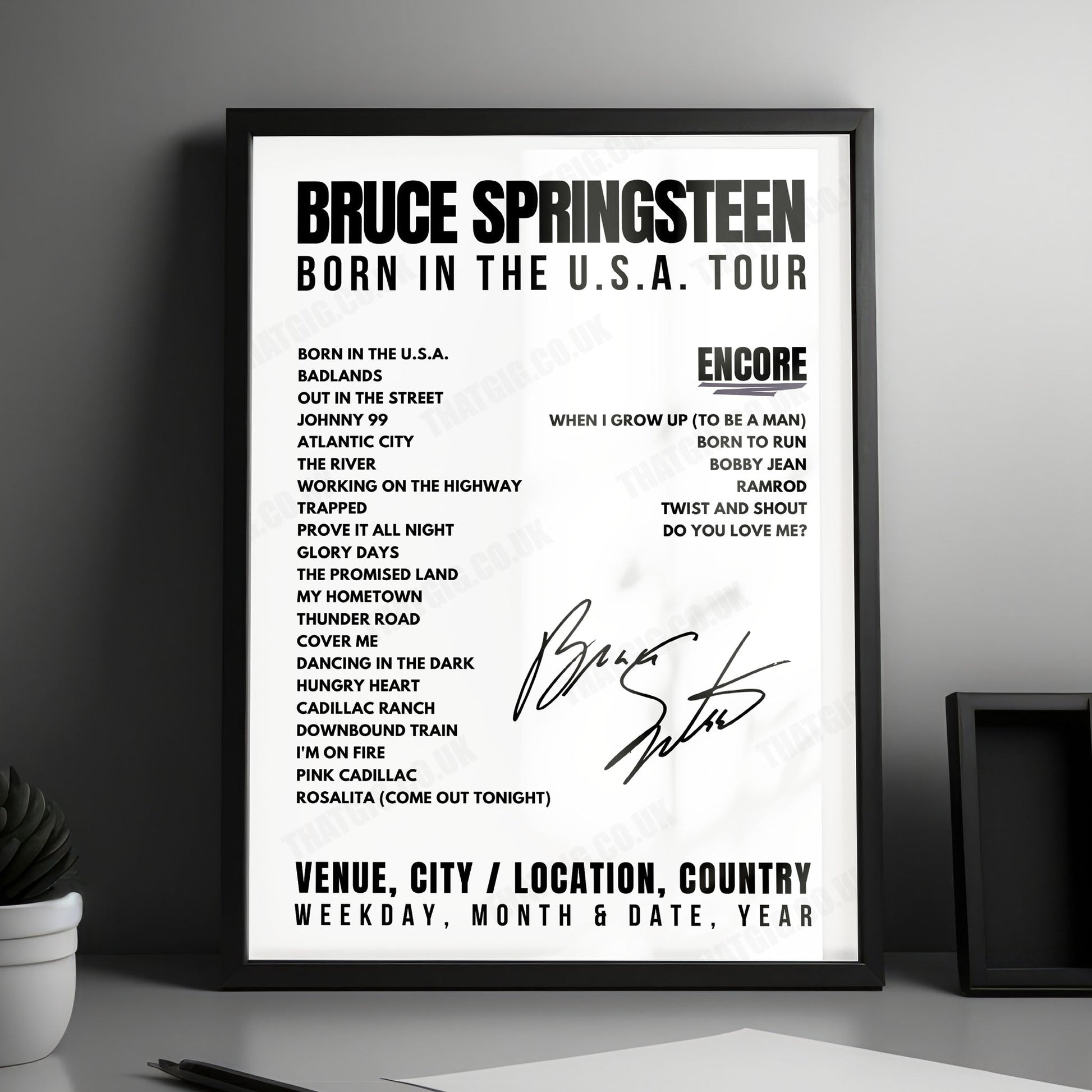 Bruce Springsteen Setlist Poster - Providence Civic Center, Providence - January 23rd, 1985