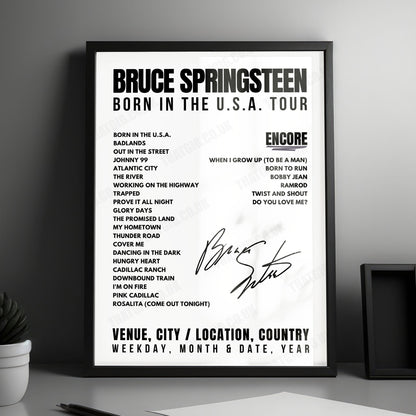 Bruce Springsteen Setlist Poster - Providence Civic Center, Providence - January 23rd, 1985