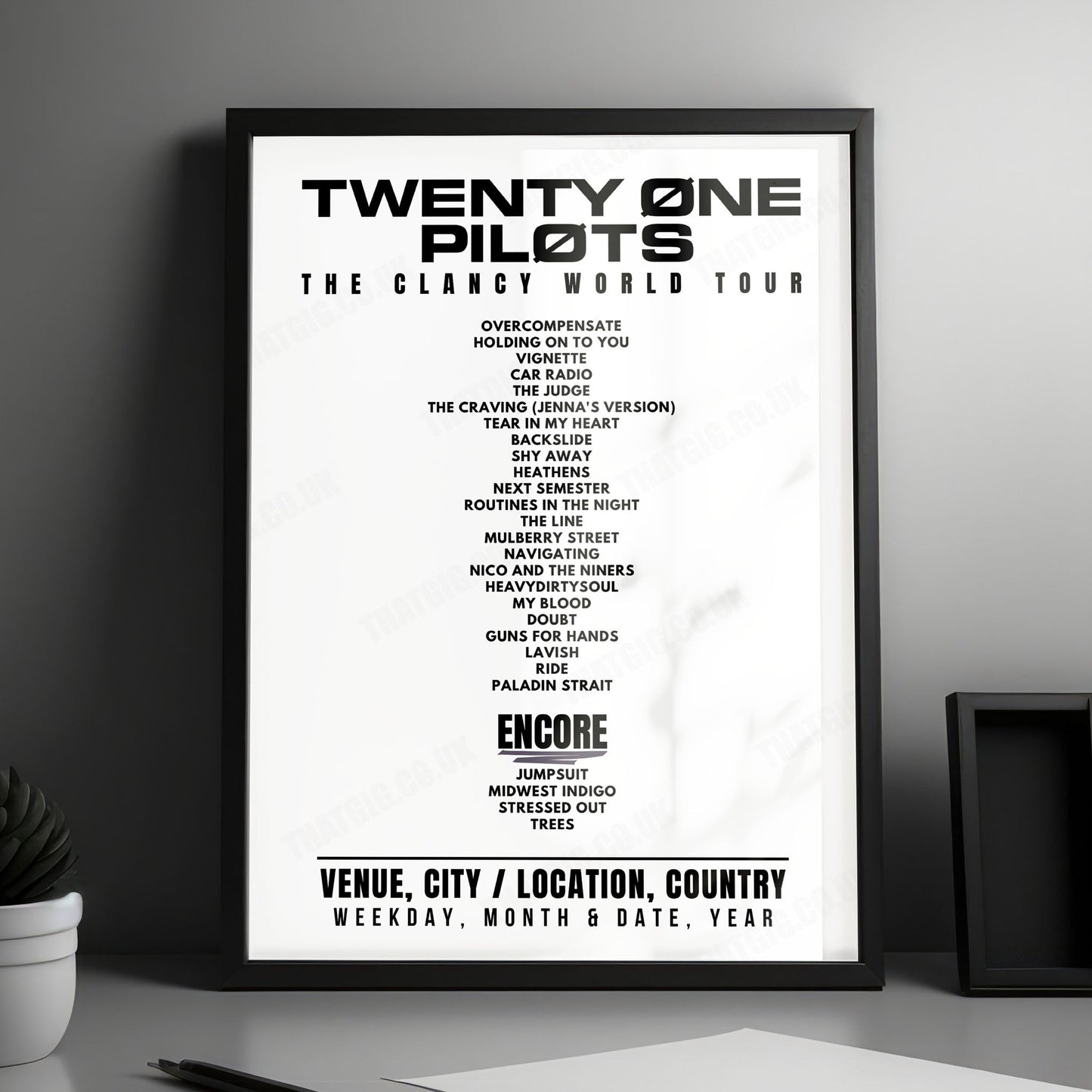 twenty one pilots Setlist Poster - Barclays Arena, Hamburg - April 7th, 2025