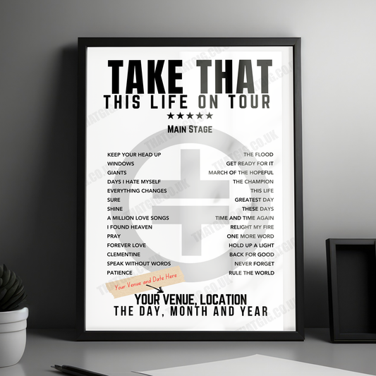 Take That Setlist Poster - St Mary's Stadium, Southampton - June 1st, 2024