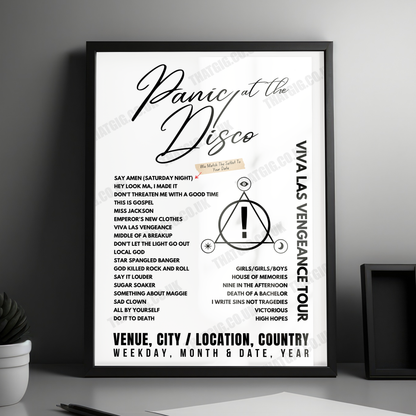 Panic! at the Disco Setlist Poster - AO Arena, Manchester - March 10th, 2023