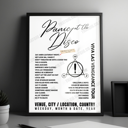 Panic! at the Disco Setlist Poster - AO Arena, Manchester - March 10th, 2023