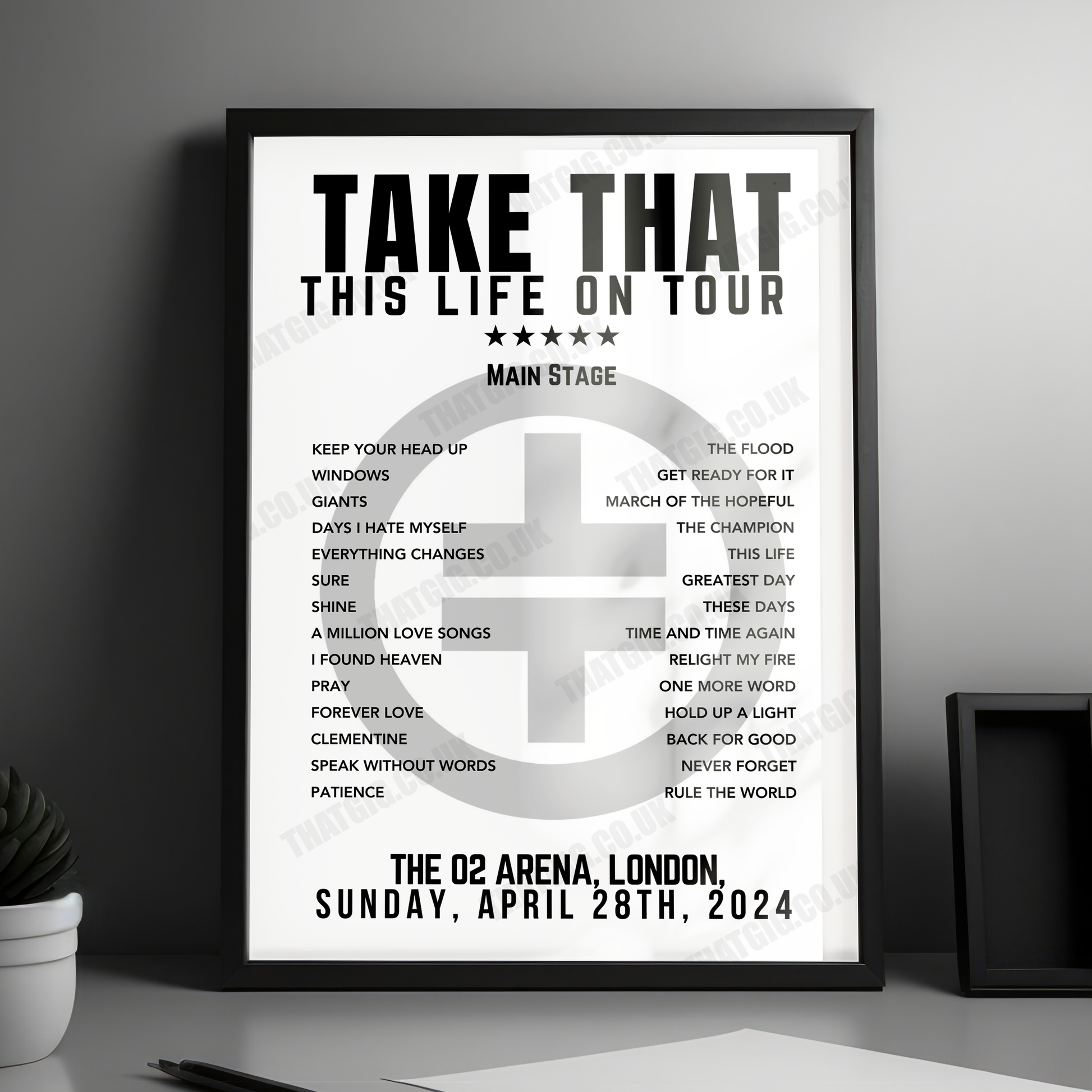 Take That Setlist Poster - The 02 Arena, London - April 28th, 2024