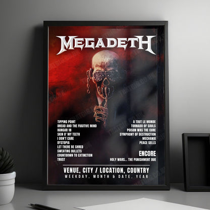 Megadeth Setlist Poster - The OVO Hydro, Glasgow - October 28th, 2025