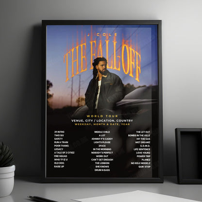 J. Cole Setlist Poster - Benchmark International Arena, Tampa - July 15th, 2026