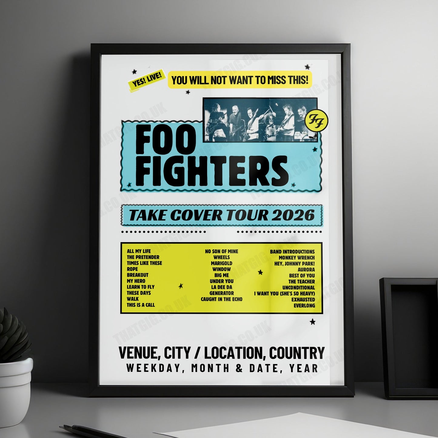 Foo Fighters Setlist Poster - Ford Field, Detroit - August 6th, 2026