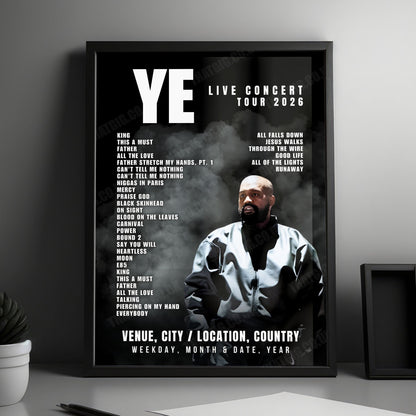 Ye Setlist Poster - Raymond James Stadium, Tampa - June 28th, 2026