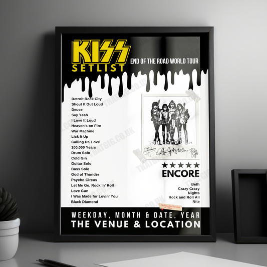 KISS Setlist Poster - Allstate Arena, Rosemont, USA - November 27th, 2023