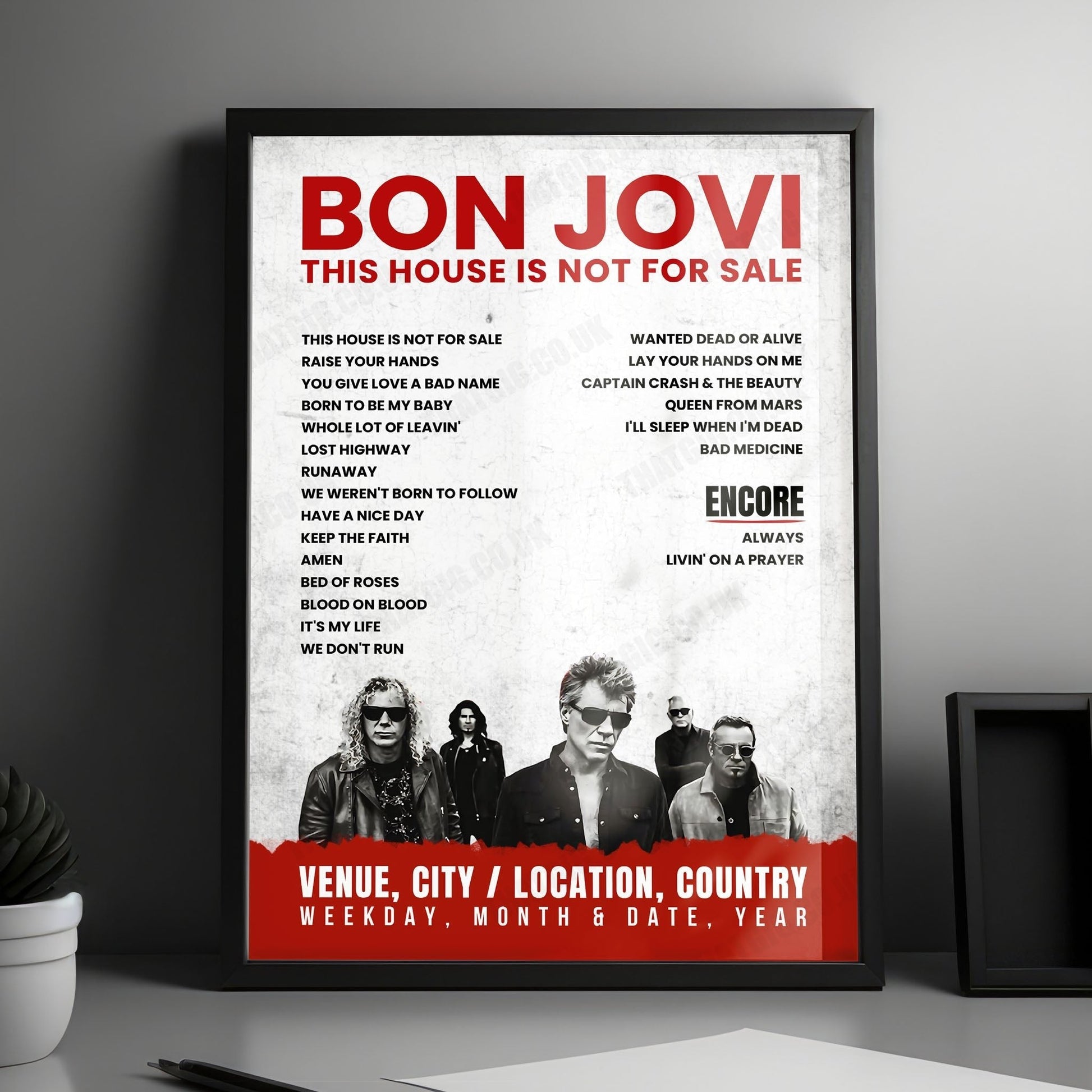 Bon Jovi Setlist Poster - Count Basie Theatre, Red Bank - October 1st, 2016