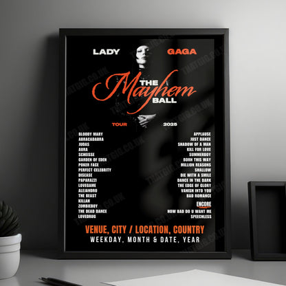 Lady Gaga Setlist Poster - Madison Square Garden, New York - March 20th, 2026