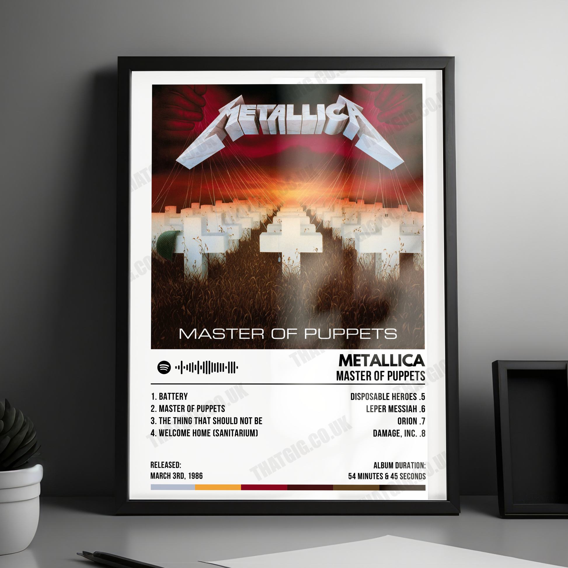 Metallica "Master of Puppets" Album Cover Poster - with Complete Tracklist