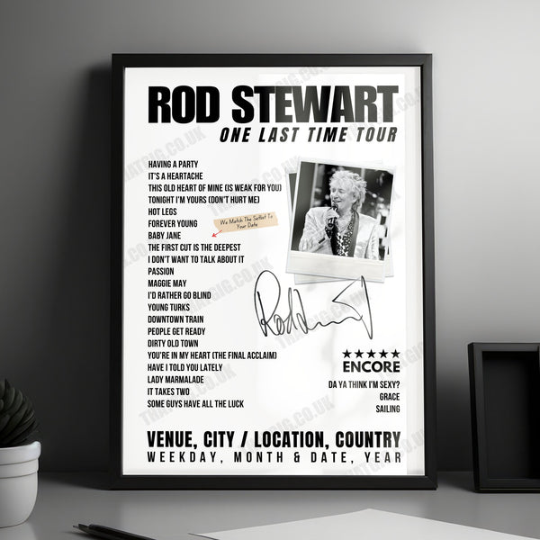 Rod Stewart Setlist Poster - Le Zénith, Paris, France - June 30th, 2024