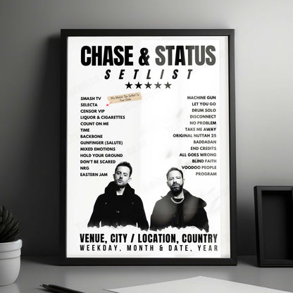 Chase & Status Setlist Poster - Milton Keynes National Bowl, England - August 10th, 2024