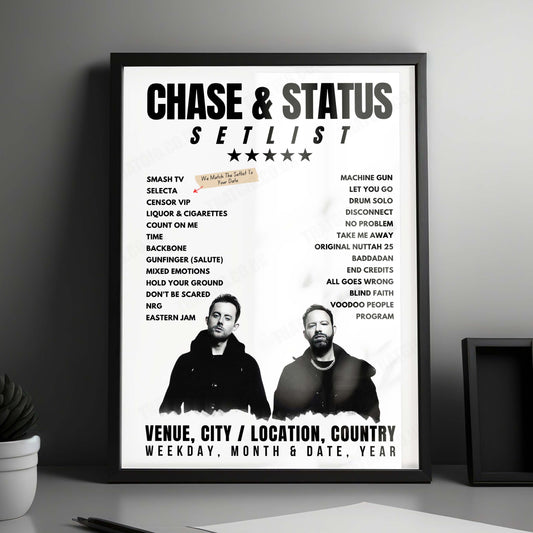 Chase & Status Setlist Poster - Milton Keynes National Bowl, England - August 10th, 2024