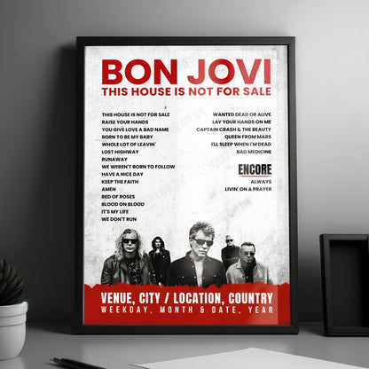 Bon Jovi Setlist Poster - AT&T Center, San Antonio - March 22nd, 2018