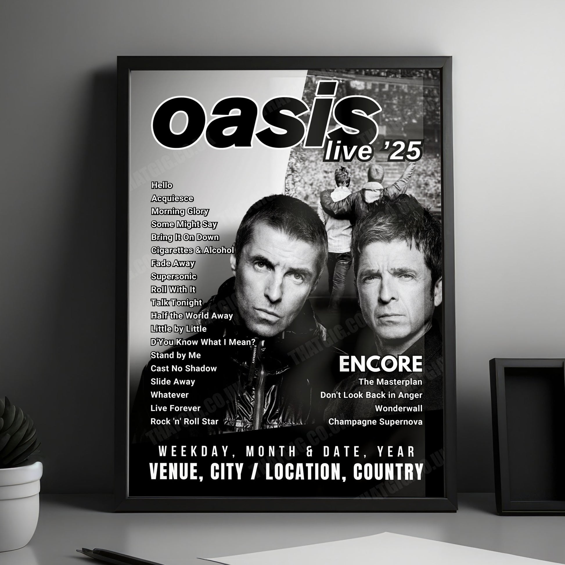 Oasis Setlist Poster - Heaton Park, Manchester - July 16th, 2025