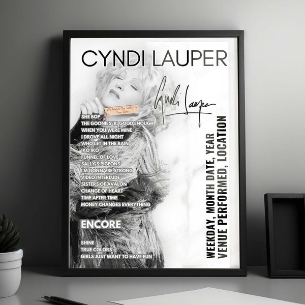 Cyndi Lauper Setlist Poster - United Center, Chicago - December 5th, 2024