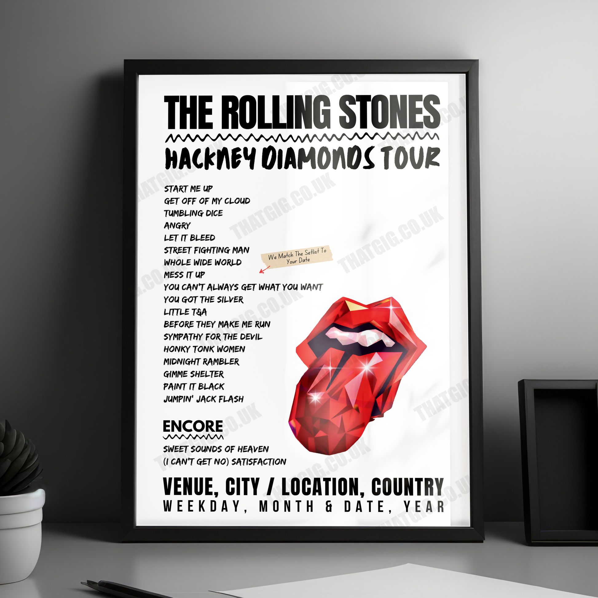 The Rolling Stones Setlist Poster – Levi's Stadium, Santa Clara, CA, USA – July 17th, 2024