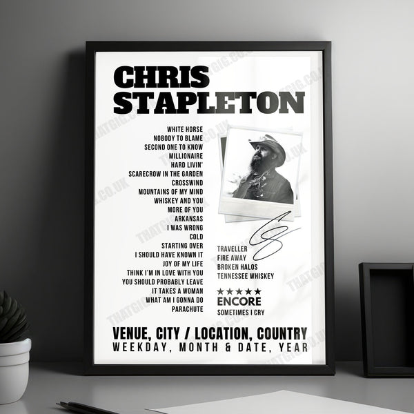 Chris Stapleton Concert Poster – The O2 Arena, London, England – October 24th, 2024