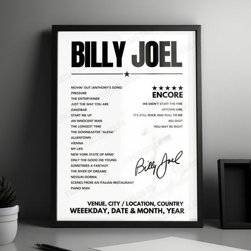 Billy Joel Setlist Poster - Huntington Bank Field - September 13th, 2024