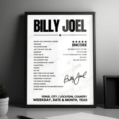 Billy Joel Setlist Poster - Huntington Bank Field - September 13th, 2024