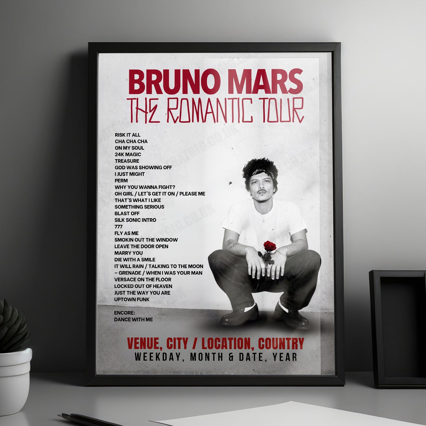 Bruno Mars Setlist Poster - Tokyo Dome, Tokyo - January 28th, 2027
