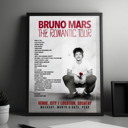 Bruno Mars Setlist Poster - Tokyo Dome, Tokyo - January 28th, 2027