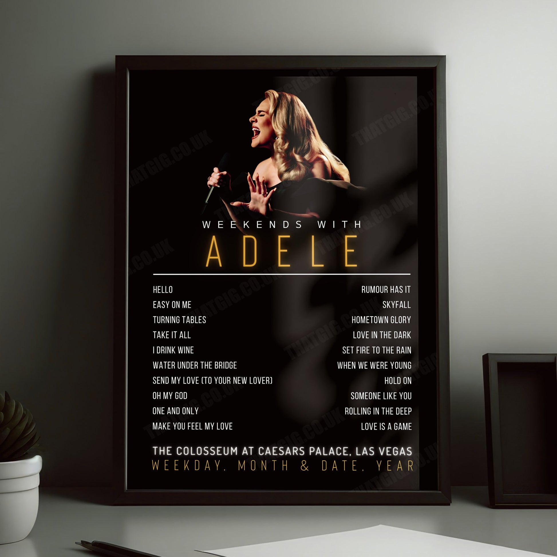 Adele Setlist Poster - The Colosseum at Caesars Palace, Las Vegas - February 23rd, 2024