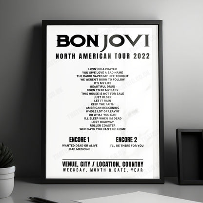 Bon Jovi Setlist Poster - Toyota Center, Houston - April 26th, 2022