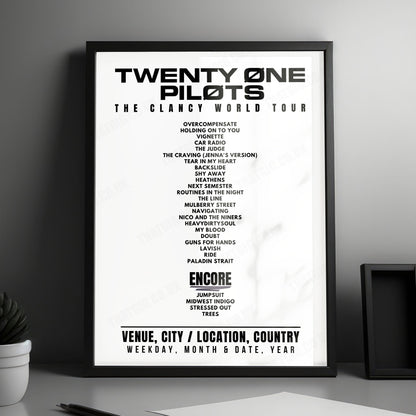 twenty one pilots Setlist Poster - Atlas Arena, Łódź - April 9th, 2025