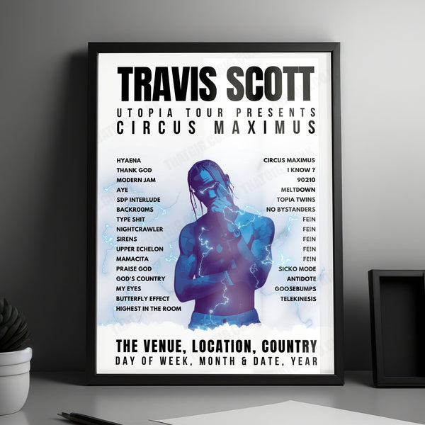 Travis Scott Setlist Poster - Fiserv Forum, Milwaukee, USA - January 17th, 2024