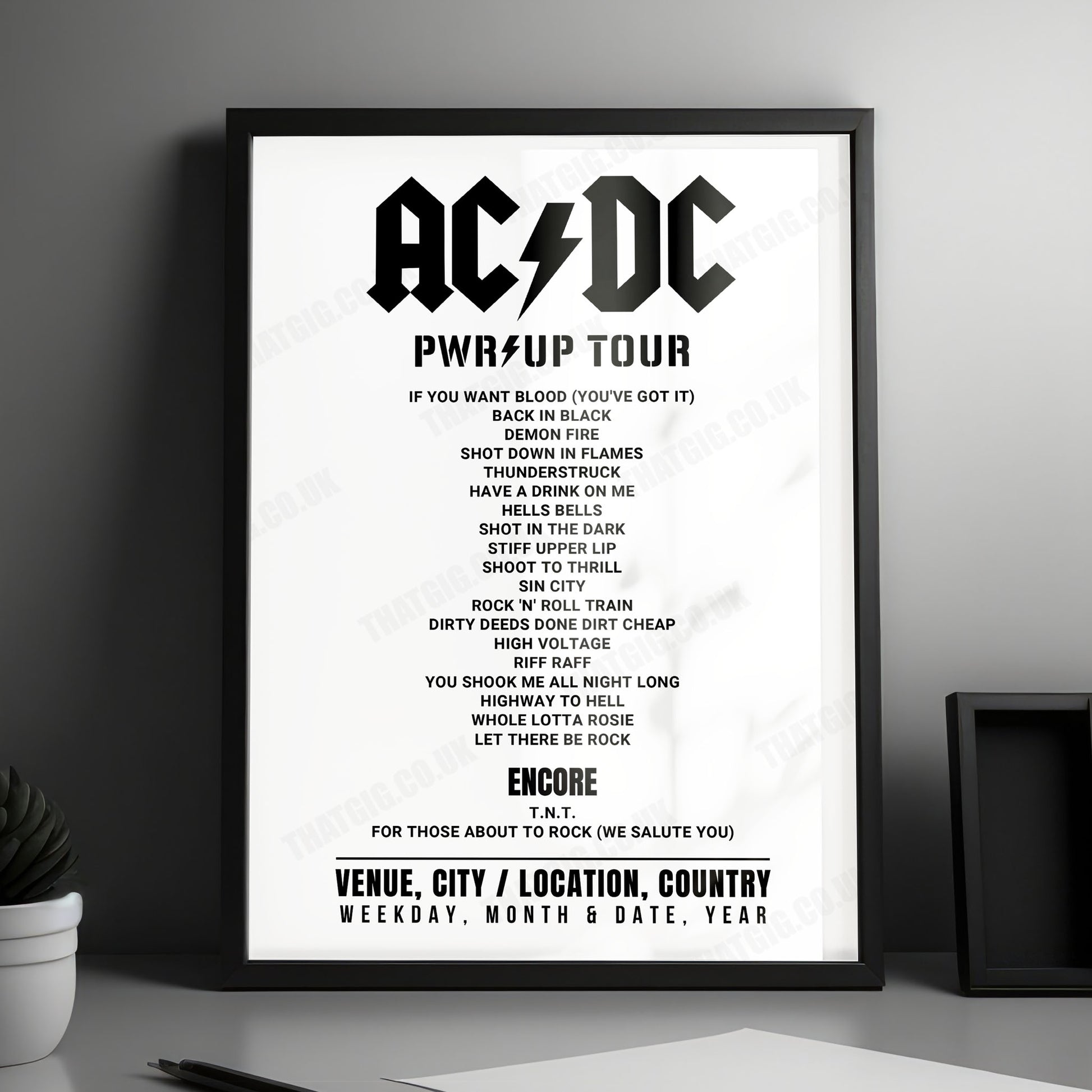 AC/DC Setlist Poster - BC Place Stadium, Vancouver - April 22nd, 2025