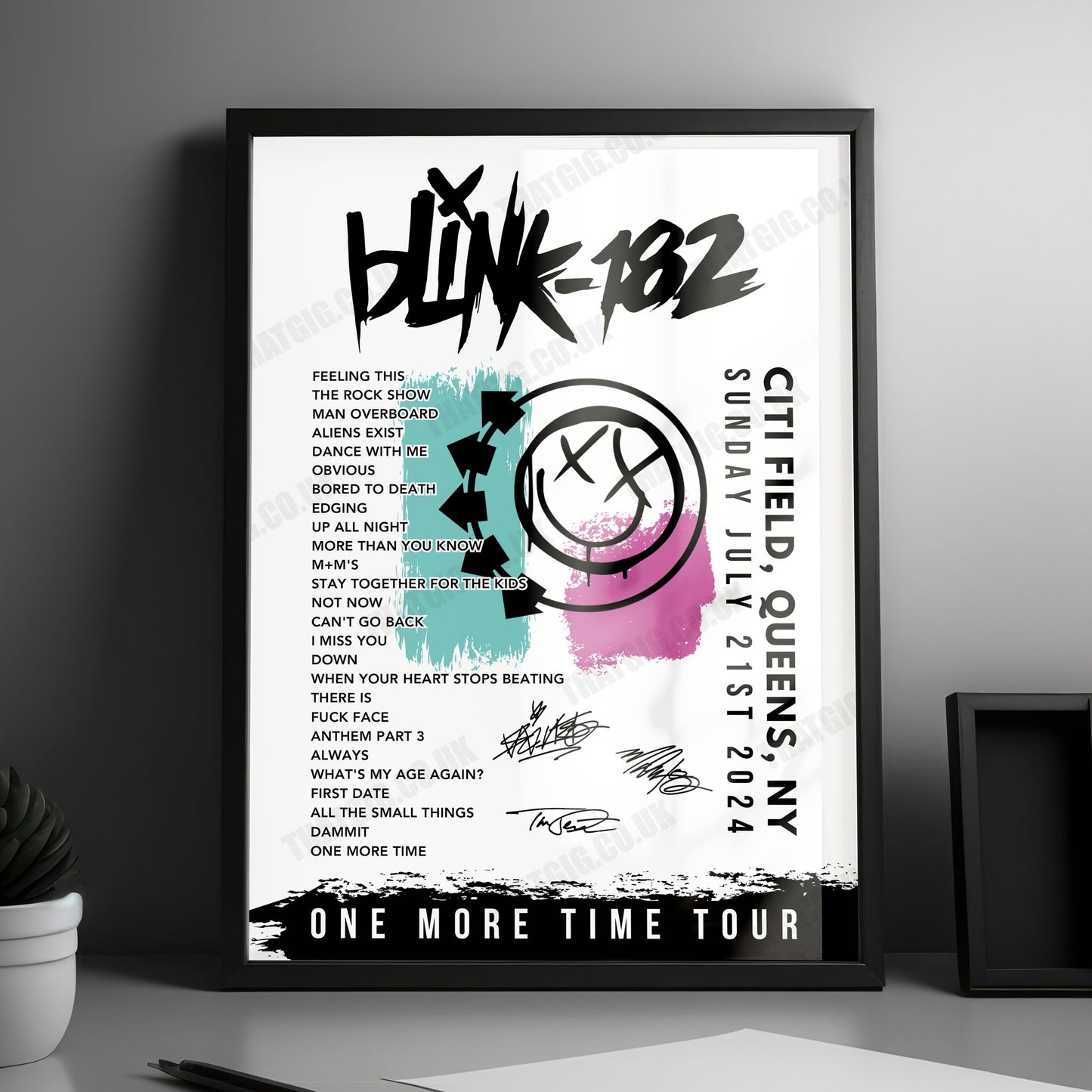 Blink-182 Setlist Poster | Citi Field, Queens, NY - July 21st 2024