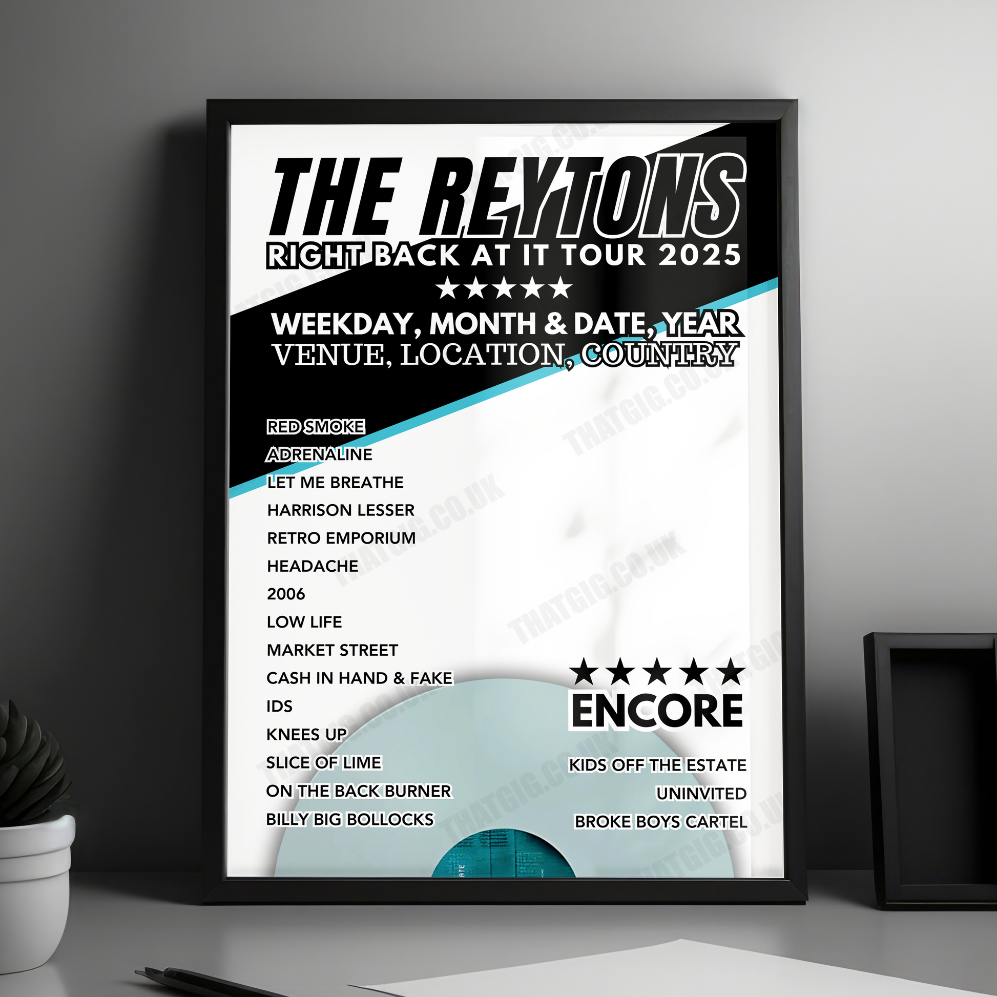 The Reytons Setlist Poster - O2 Academy Brixton, London, England - February 7th, 2025