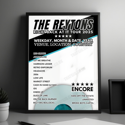 The Reytons Setlist Poster - O2 Academy Brixton, London, England - February 7th, 2025