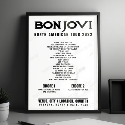 Bon Jovi Setlist Poster - Amalie Arena, Tampa - April 15th, 2022