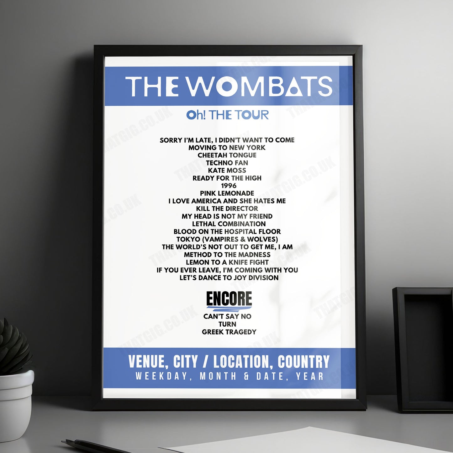 The Wombats Setlist Poster - Utilita Arena Cardiff, Cardiff - March 21st, 2025