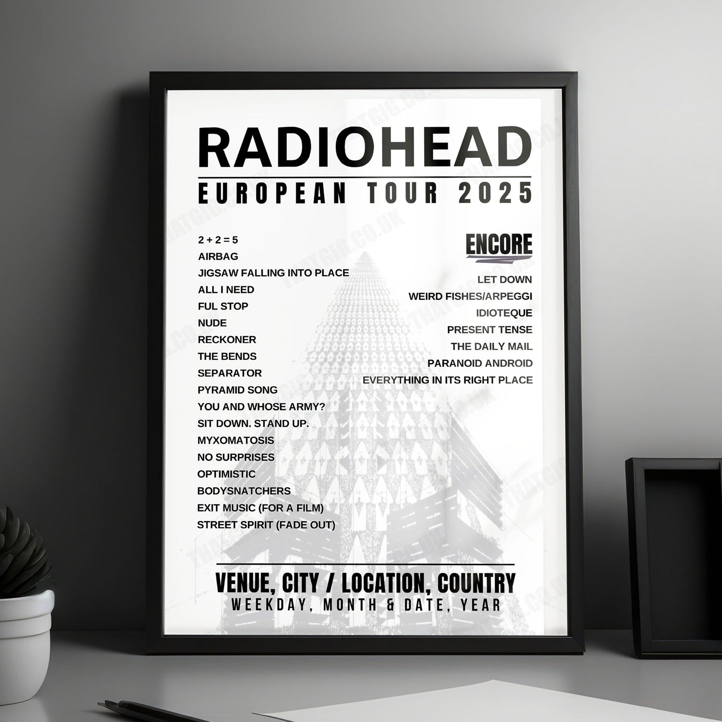 Radiohead Setlist Poster - Royal Arena, Copenhagen - December 16th, 2025
