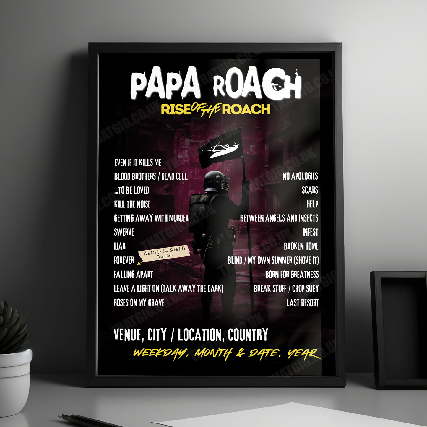 Papa Roach Setlist Poster - Huxley's Neue Welt, Berlin, Germany - January 21st, 2025